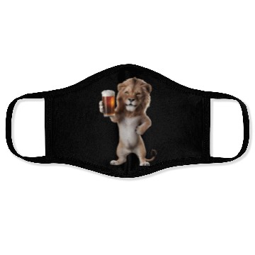 Discover Lion Drinking Beer Realistic Face Masks