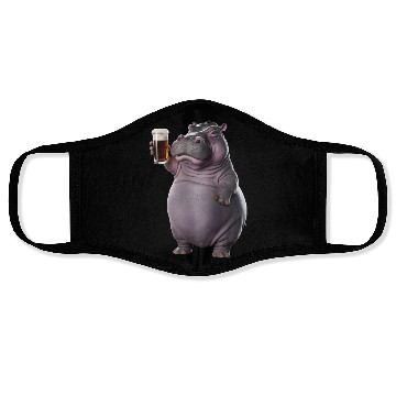 Discover Hippo Drinking Beer Realistic Face Masks