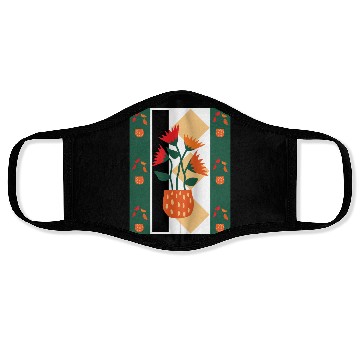 Discover Red-Orange floral abstract art Face Masks