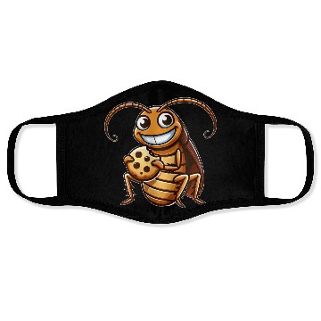 Discover Funny cockroach with cookie cartoon dessert Face Masks