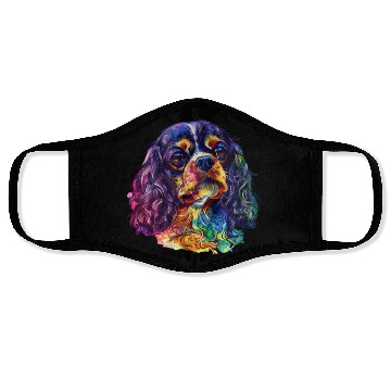 Discover Colorful Cavalier King Charles Spaniel Portrait Face Masks