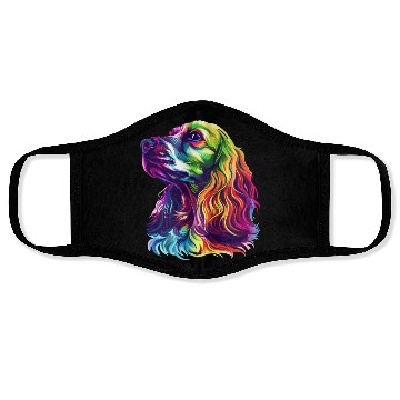 Discover Colorful Cocker Spaniel Portrait Art Face Masks