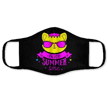 Discover Enjoy Summer Time - Cool Cat Face Masks