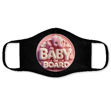 Discover Baby announcement with text “Baby on Board" Face Masks