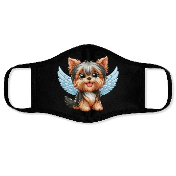 Discover Cute Yorkshire Terrier with angel wings Face Masks