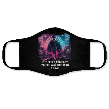 Discover Cool Cyberpunk Motivational Quote Trap Warning Face Masks