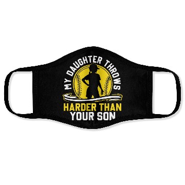 Discover Throw Harder Softball Dad Funny Daddy Father's Day Face Masks