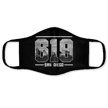 Discover Vintage San Diego 619 Area Code California Skyline Face Masks