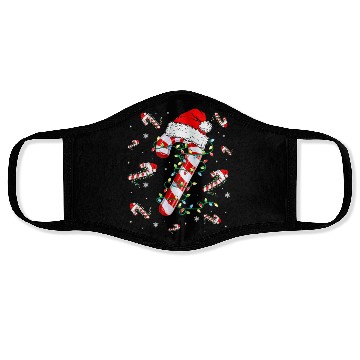Discover Candy Cane Lights Christmas Face Masks