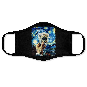 Discover Blackjack Gambling Cards Starry Night Painting Face Masks