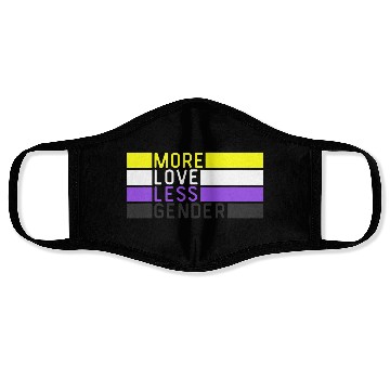 Discover Non Binary Pride NB More Love Less Gender LGBTQ Face Masks