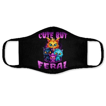 Discover Cute but Feral! Wild Cat Party Concert Cat Lovers Face Masks