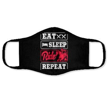 Discover Horse Racing Jockey Eat Sleep Ride Horse Repeat Face Masks