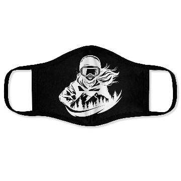 Discover Snowboarding Girl Sketch Face Masks