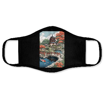 Discover Serenity Under Cherry Blossoms- Japanese castle Face Masks