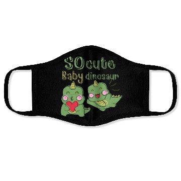 Discover little green dinosaur Face Masks