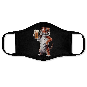 Discover Tiger Drinking Beer Realistic Face Masks