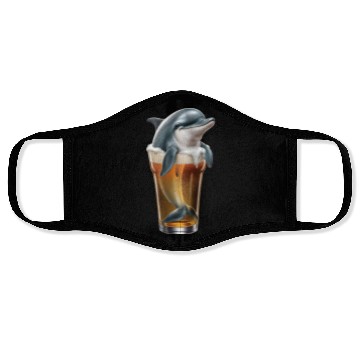 Discover Dolphin Drinking Beer Realistic Face Masks