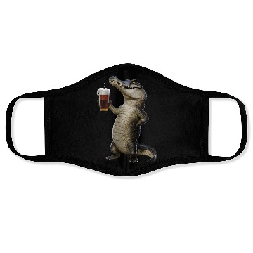 Discover Crocodile Drinking Beer Realistic Face Masks