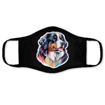 Discover Bernese Mountain Dog Watercolor Face Masks