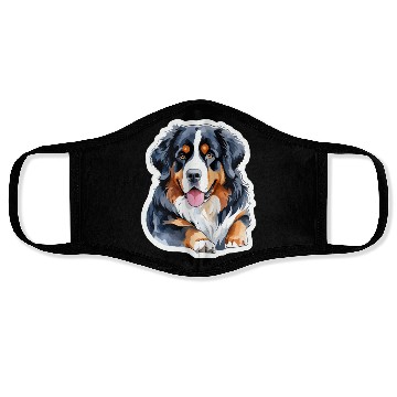 Discover Bernese Mountain Dog Watercolor Face Masks