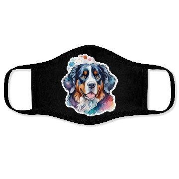 Discover Bernese Mountain Dog Watercolor Face Masks