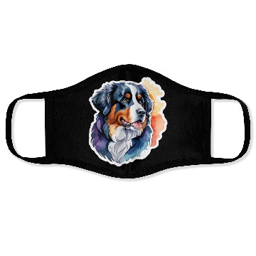 Discover Bernese Mountain Dog Watercolor Face Masks