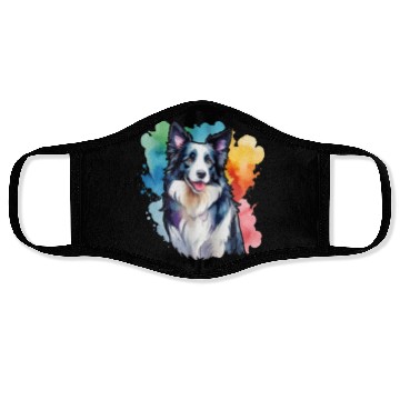 Discover Border Collie Watercolor Face Masks