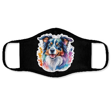 Discover Border Collie Watercolor Face Masks