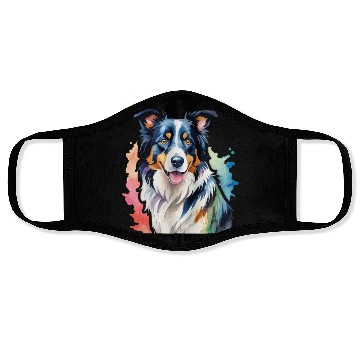 Discover Border Collie Watercolor Face Masks