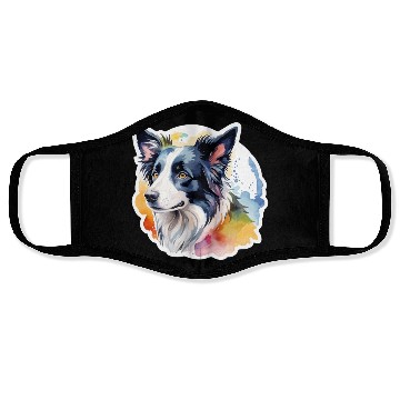 Discover Border Collie Watercolor Face Masks