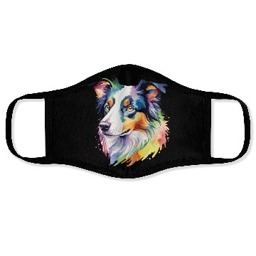 Discover Border Collie Watercolor Face Masks