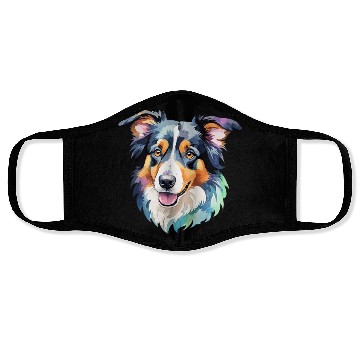 Discover Border Collie Watercolor Face Masks