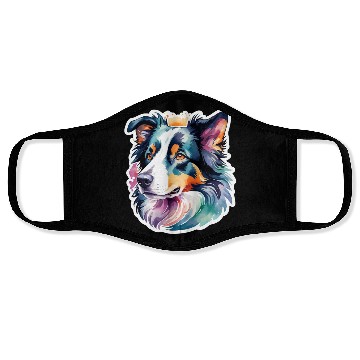 Discover Border Collie Watercolor Face Masks