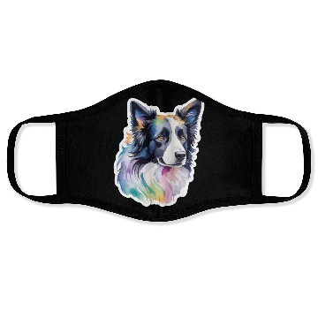 Discover Border Collie Watercolor Face Masks