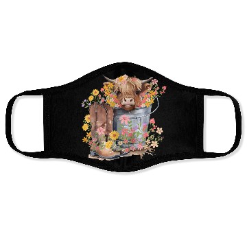 Discover Highland Cow flowers Christmas Face Masks