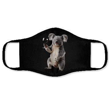 Discover Koala Drinking Wine Realistic Face Masks