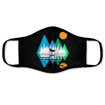Discover GEOMETRIC MOUNTAIN HORSE Face Masks