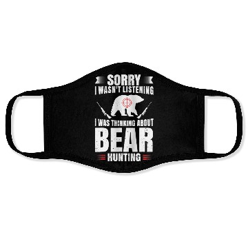 Discover Funny Bear Hunting Lover Fan Hunter Hobby Gun Face Masks