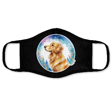 Discover Golden Retriever Watercolor Face Masks