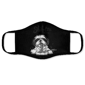 Discover Shih tzu & Pasta Shih-tzu Black and White Face Masks