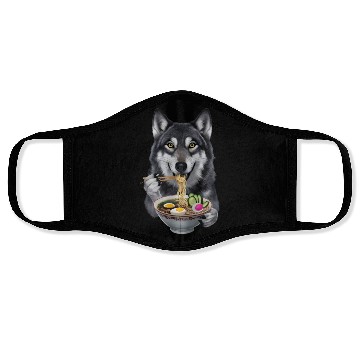 Discover Wolf Eating Ramen Realistic Face Masks