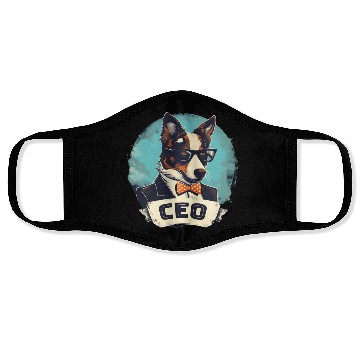 Discover Border Collie Dog With Suit and Tie CEO Face Masks