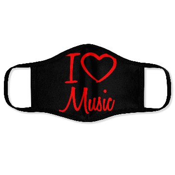 Discover I Love Music Letters Heart Quote Dance Party Logo Face Masks