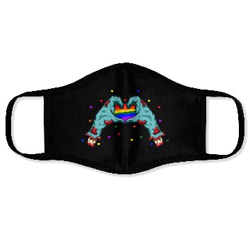 Discover Halloween Hand Skeleton Heart LGBT Pride Rainbow Face Masks