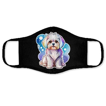 Discover Maltese Dog Watercolor Face Masks