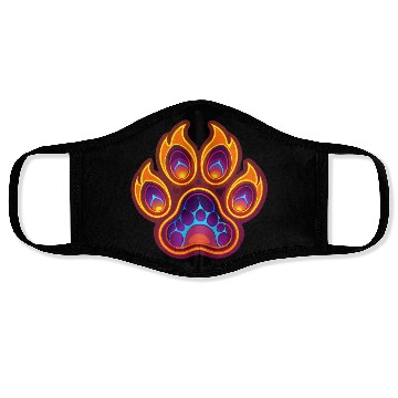 Discover Neon Orange Wolf Paw Print Face Masks