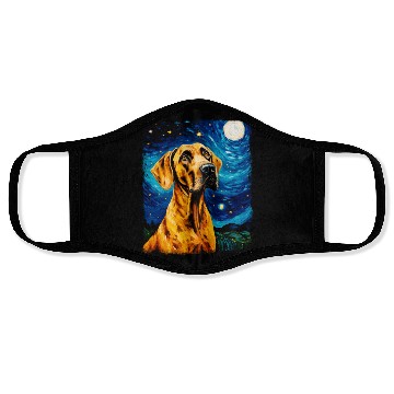 Discover Great Dane Dog Starry Night Painting Face Masks