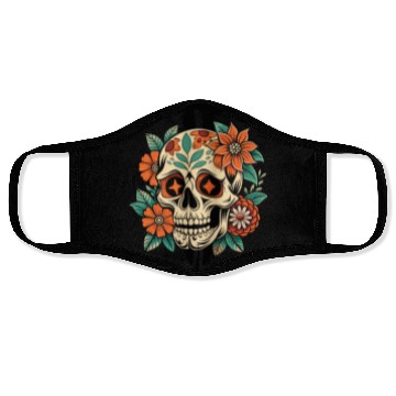 Discover Vintage Retro Halloween Sugar Skull with floral Face Masks