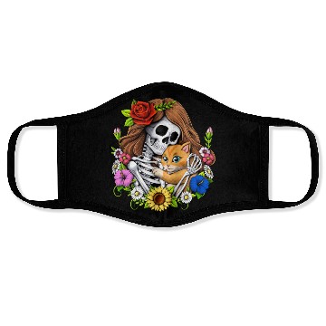 Discover Skeleton Cat Floral Face Masks